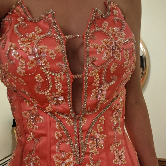 Coral Custom Prom Dress - Picture 5 of 16